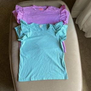 2 CrewCuts ruffle sleeve tees